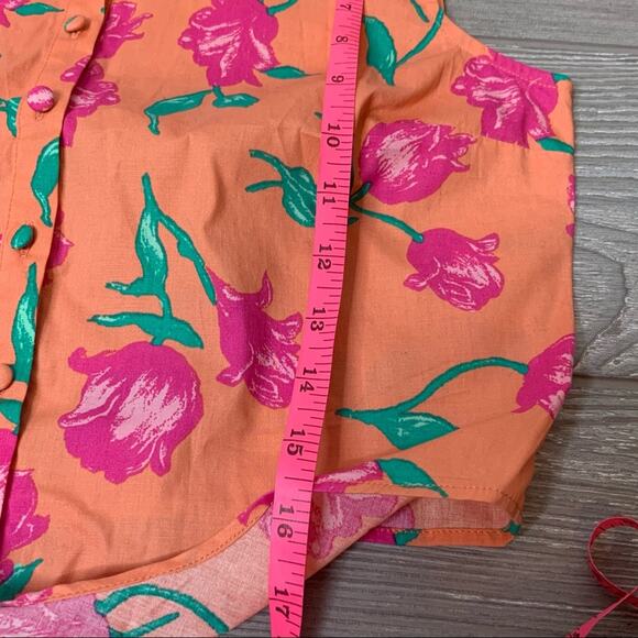 ModCloth floral tie front crop top sz S - Picture 3 of 7
